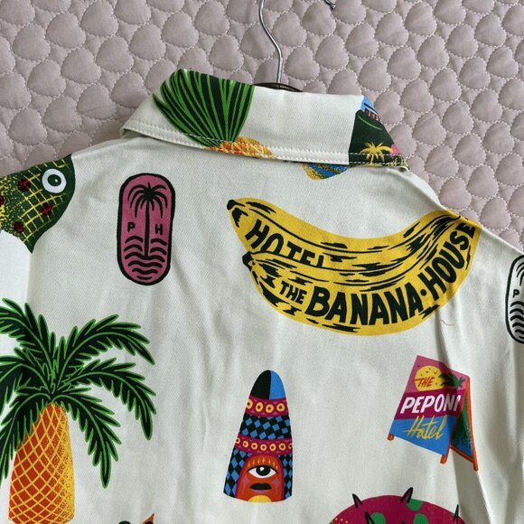 NWOT ALEMAIS x Alan Berry Rhys Samaki Cropped Organic Cotton Shirt Women's Sz 8 - Picture 13 of 16